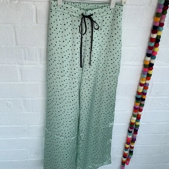 Lucy Paris Andrew Satin Drawstring Mint Pants sz S